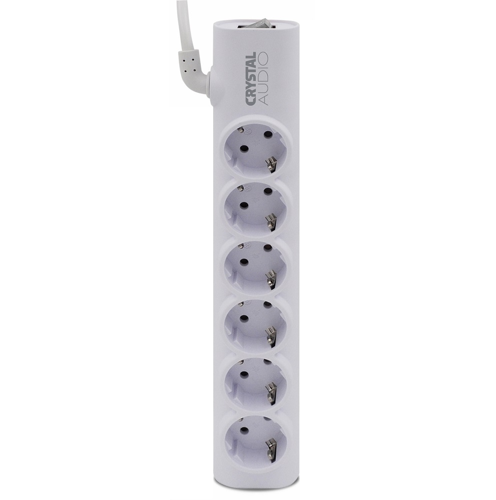 CRYSTAL AUDIO Elegance PSEL6S Λευκό Πολύπριζο Schuko 6 Θέσεων