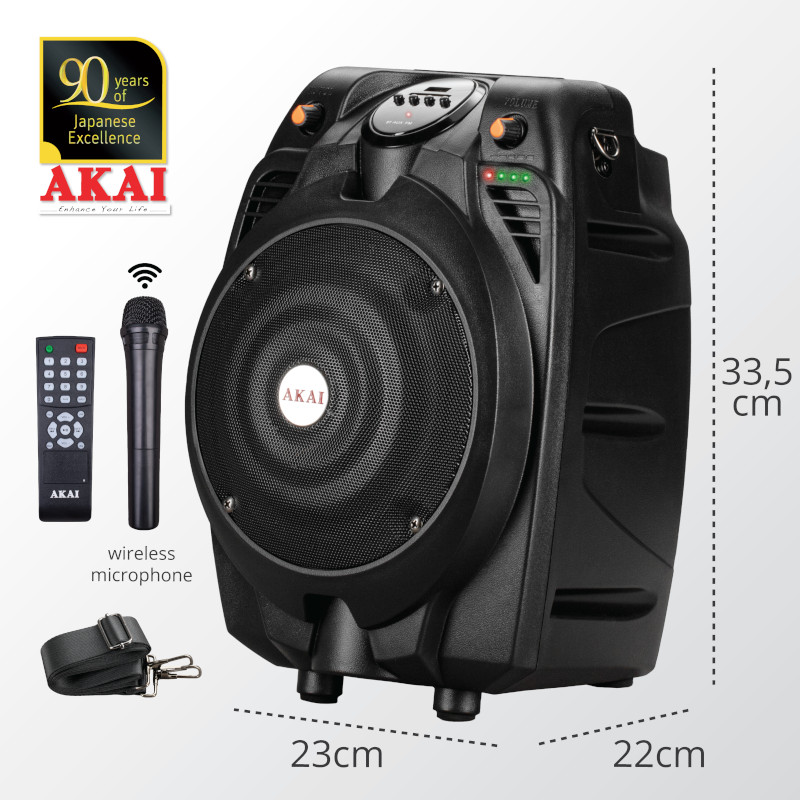 Akai SS022A-X6 Φορητό ηχείο Bluetooth με ενισχυτή, USB, FM, AUX, κάρτα SD, ασύρματο μικρόφωνο και τηλεχειριστήριο – 30W RMS - Image 18