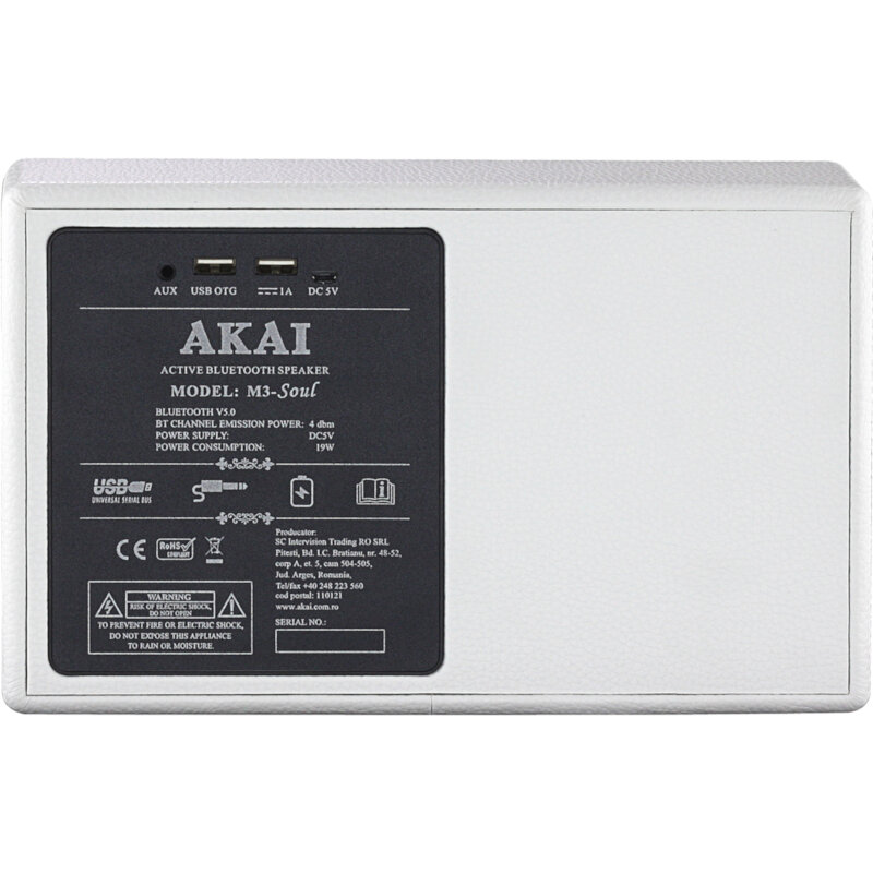Akai M3-Soul White Φορητό ηχείο Bluetooth με USB, Aux-In και USB για φόρτιση – 20W - Image 3
