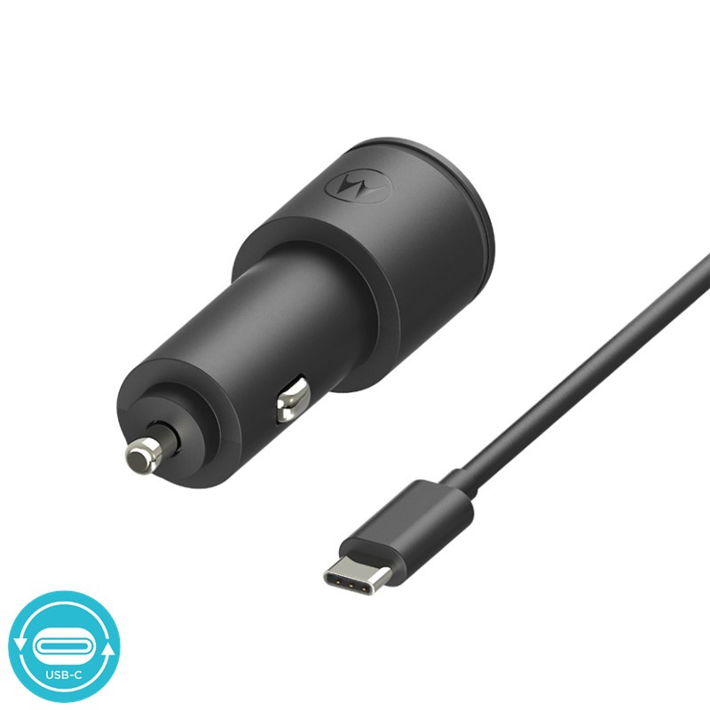Motorola SJV102 Μαύρος ταχυφορτιστής αυτοκινήτου με 2xUSB Τype-C PD 2.0, Τype-A QC 3.0 και καλώδιο 1μ. Type-C σε Type-C-45W - Image 2