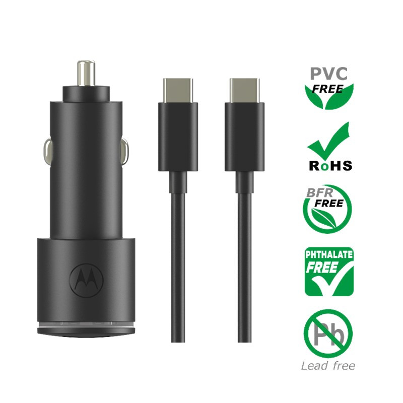 Motorola SJV102 Μαύρος ταχυφορτιστής αυτοκινήτου με 2xUSB Τype-C PD 2.0, Τype-A QC 3.0 και καλώδιο 1μ. Type-C σε Type-C-45W - Image 6