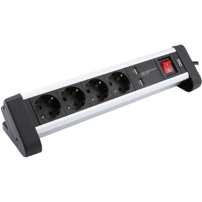 Olympia SL 2425 U Πολύπριζο ασφαλείας 4 θέσεων με 2 USB, διακόπτη και βάση για γραφείο - Image 3
