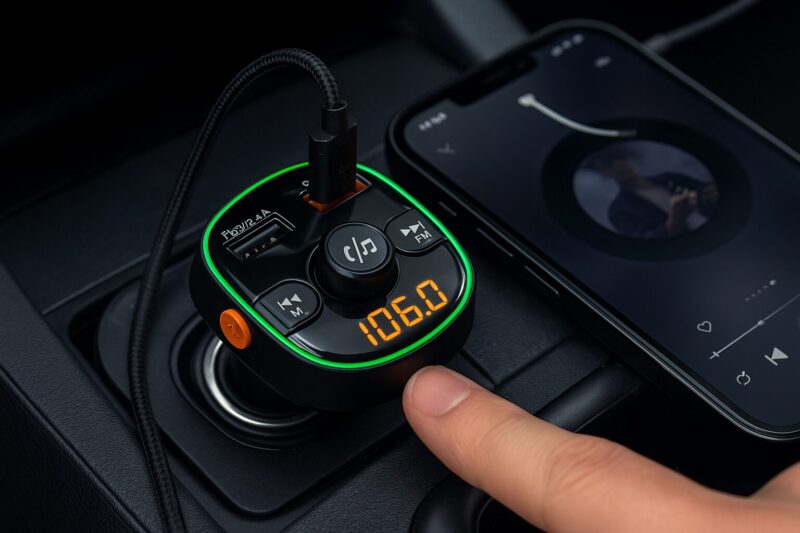 Akai FMT-54T FM Transmitter αυτοκινήτου με Bluetooth V5.0, LED, QC3.0, Hands-Free - Image 4