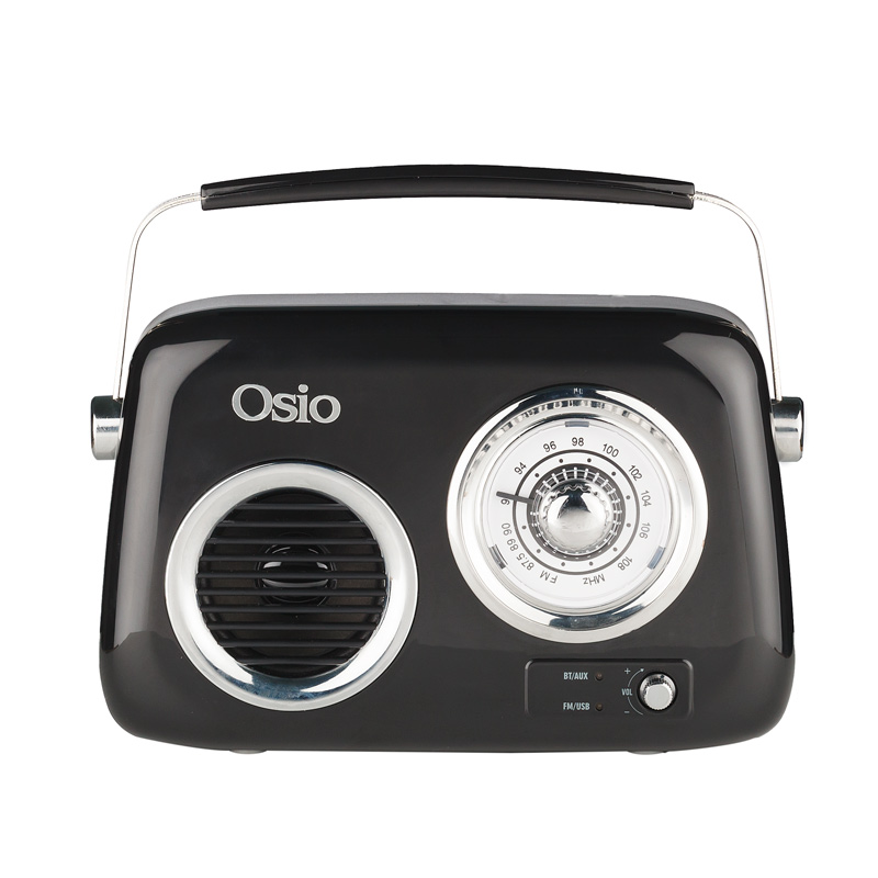 Osio OPR-3040B Μαύρο Ρετρό φορητό αναλογικό ραδιόφωνο με Bluetooth
