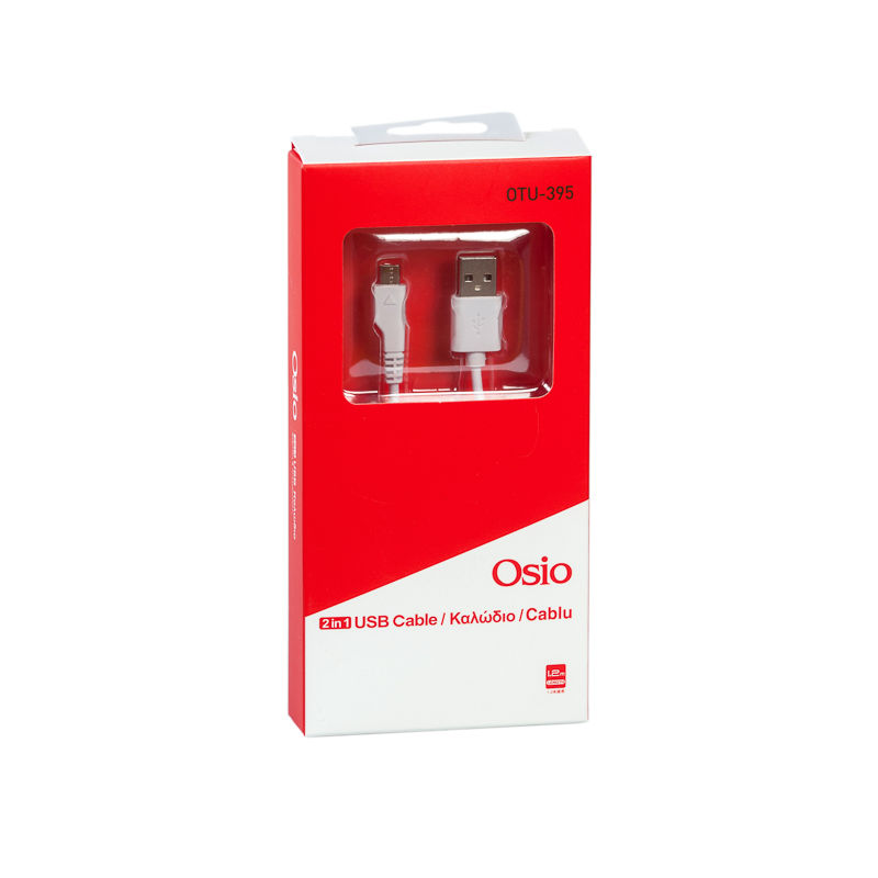 Osio OTU-395 Λευκό Καλώδιο USB σε micro USB 1.2 m - Image 2