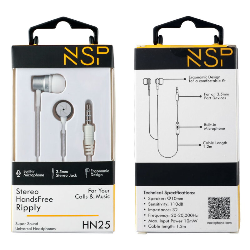 NSP HN25 White In ear ακουστικά ψείρες Hands Free - Image 2