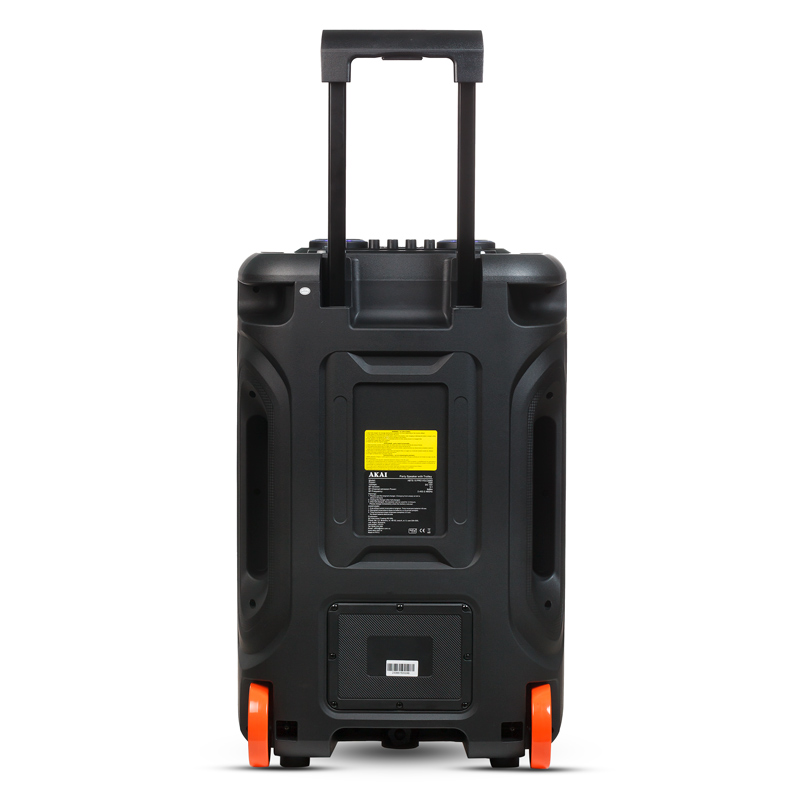 Akai ABTS-15 Pro Volcano Μαύρο φορητό Party speaker τρόλεϊ με Bluetooth, USB, SD, AUX, FM, LED, AWS με τηλεχειριστήριο, 2 ασ. μικρ. και υποδοχές για μικρ. και όργανο – 75W RMS - Image 9