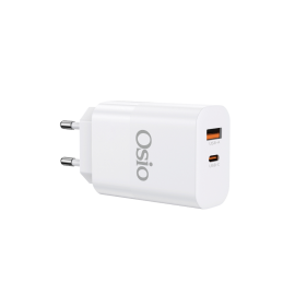 Osio OTU-5965W Ταχυφορτιστής Ρεύματος GaN 65W PD με USB-A & USB-C (Λευκός)