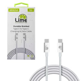 Lime LBCC01 Ανθεκτικό Πλεκτό Καλώδιο USB-C σε USB-C 68W