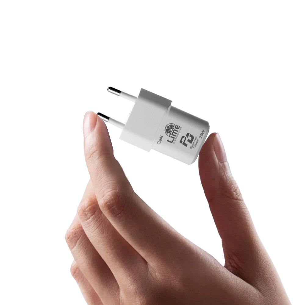 Lime LGC25W Mini Φορτιστής Ταξιδιού GaN PD 3.0 25W + Πλεκτό Καλώδιο USB-C to Lightning LBCL01 (8390333) - Image 2